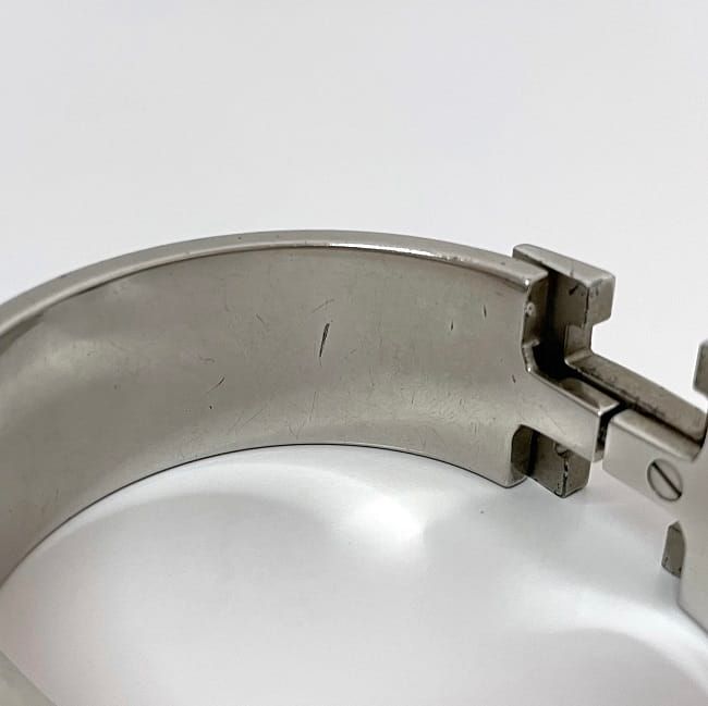 Hermes Bangle Click Clack Silver Light Blue Excellent Condition Metal