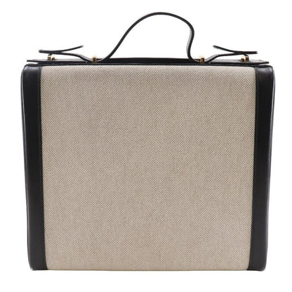 Hermes Vanity Travel Case Vintage Calf Black/beige 0X Unisex Handbag