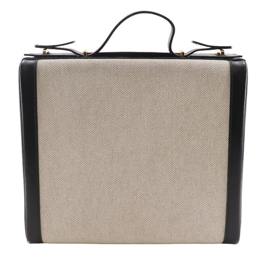 Hermes Vanity Travel Case Vintage Calf Black/beige 0X Unisex Handbag