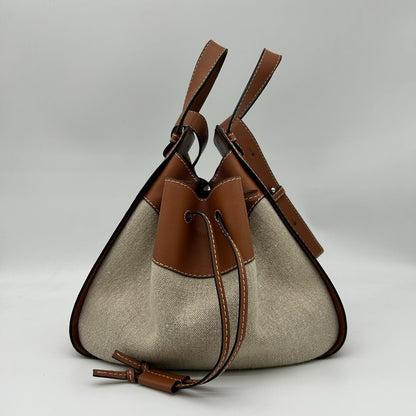 Loewe Hammock Drawstring Leather Shoulder Bag 2-Way Brown Silver — view 4