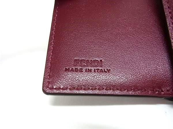 Bordeaux Fi3094 Fendi Leather Trifold Wallet Coin Purse Billfold Women's