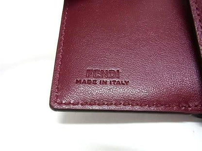 Bordeaux Fi3094 Fendi Leather Trifold Wallet Coin Purse Billfold Women's