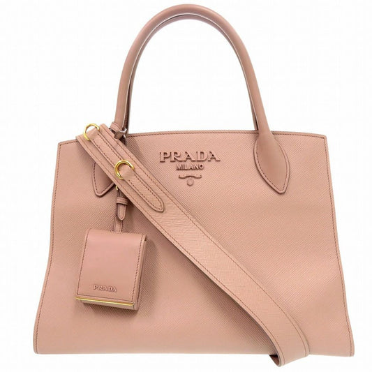 Prada Monochrome Saffiano Leather Pink Beige Handbag