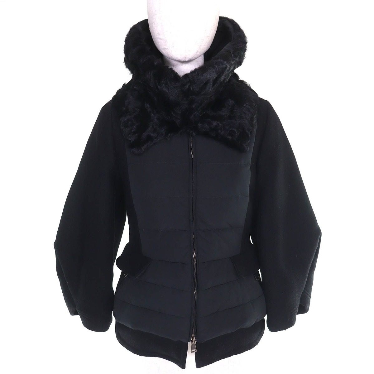 Moncler Rumex Back Belt Kargan Rumfa Wool Down Jacket Black 0