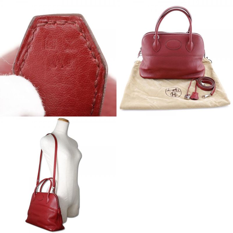 Hermes Bolide 31 Taurillon Clemence Rouge Garance Red/silver Hardware □Q Ladies