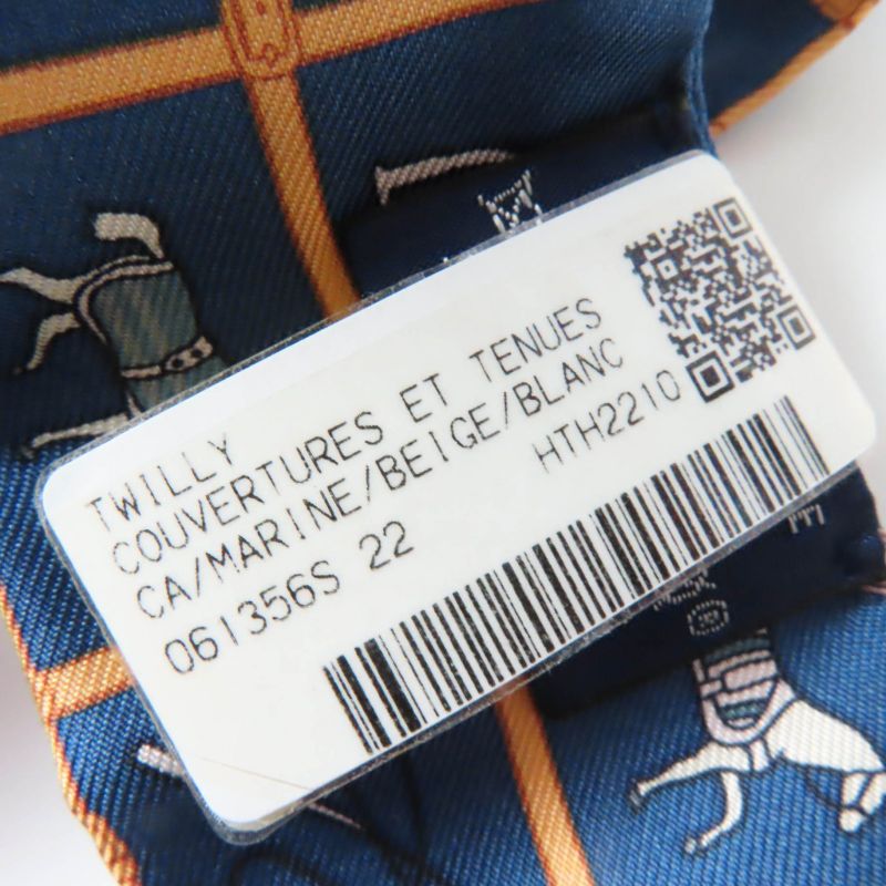 Hermes Twilly Couvertures Et Tenues De Jour Horsewear 100% Silk Marine Beige