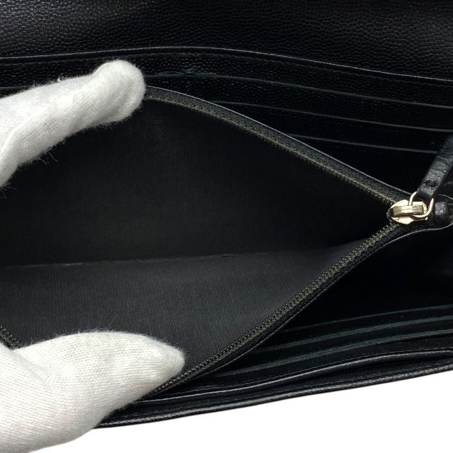 Chanel Sebulga Fold Long Wallet Long Wallet Coco Mark Caviar Skin Leather Black