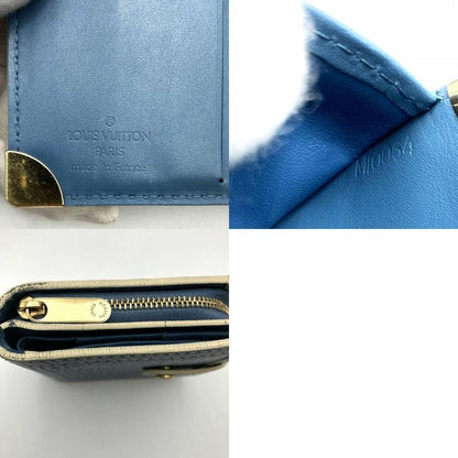 Louis Vuitton M91829 Compact Zip Bifold Wallet Blue Leather Women