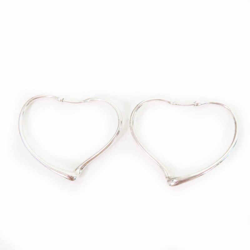 Tiffany & Co Open Heart Hoop Earrings For Both Ears Ag925 Silver