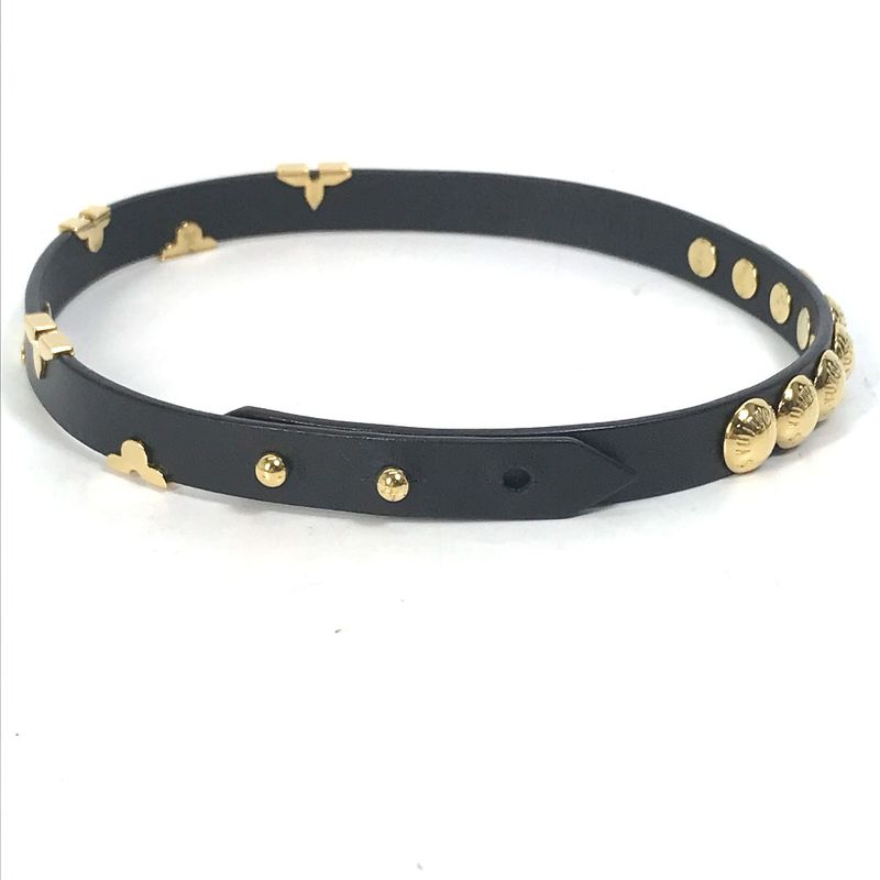 Louis Vuitton Bracelet Bra Scuff Daily Monogram Studded M6557f Leather Black