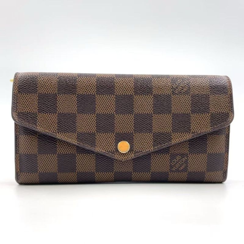 Louis Vuitton Portefeuille Sarah Damier Ebene Damier Ebene PVC Brown Folded