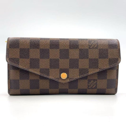 Louis Vuitton Portefeuille Sarah Damier Ebene Damier Ebene PVC Brown Folded