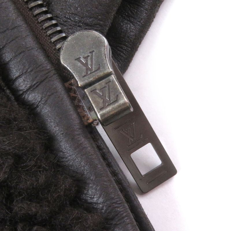 Louis Vuitton 100% Sheepskin Long Length Mouton Coat Brown 46 Made In France