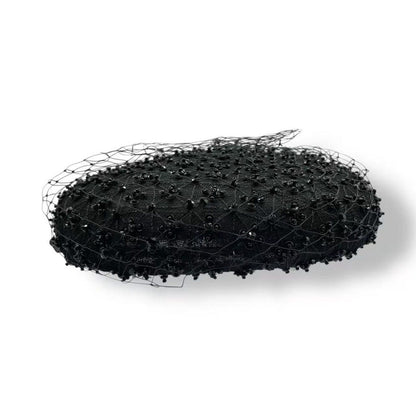 Dior Beret Bijou Netted Toque Hat Black