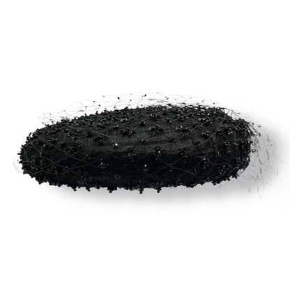 Dior Beret Bijou Netted Toque Hat Black — view 3