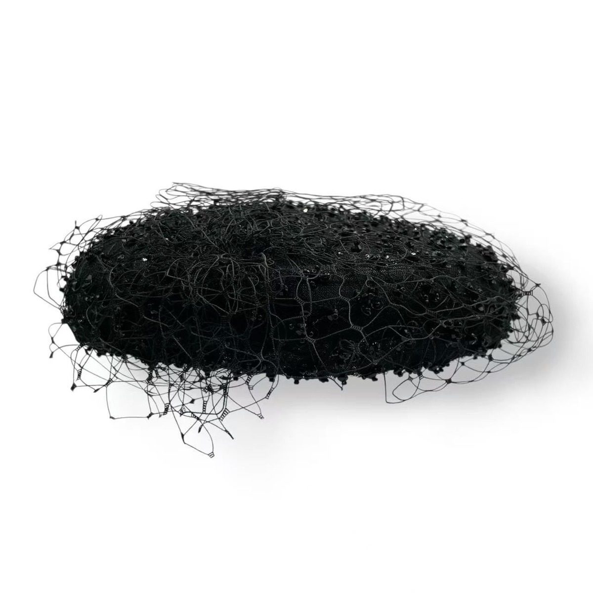 Dior Beret Bijou Netted Toque Hat Black — view 4