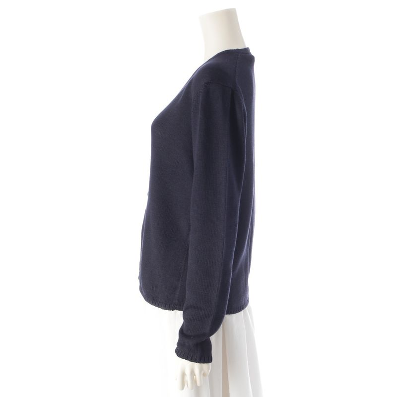 Prada 100% Silk Long Sleeve Cardigan Top Navy 44