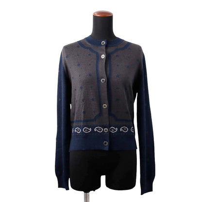 Hermes Cardigan Harnais de Cour Cashmere Silk 40 Top Knit Graynavy