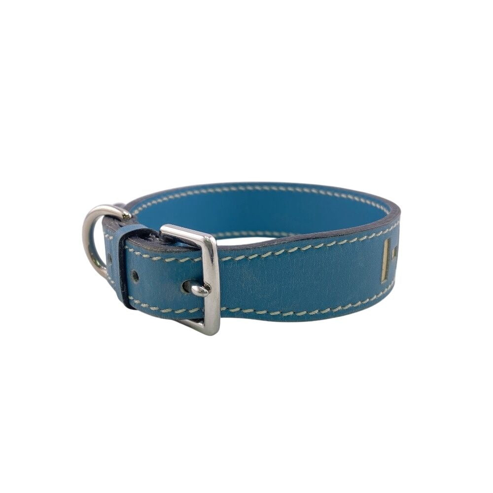 Hermes Logo Blue Leather
