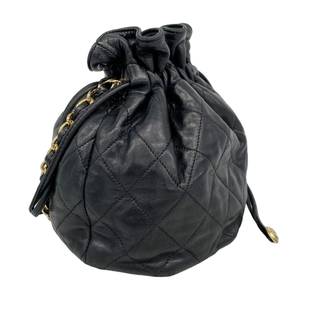 Chanel Shoulder Bag Quilted Lambskin Black Gold — view 2