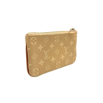 Louis Vuitton Pochette Cles Monogram Mini Leather Canvas Beige Coin Case Gold — view 2