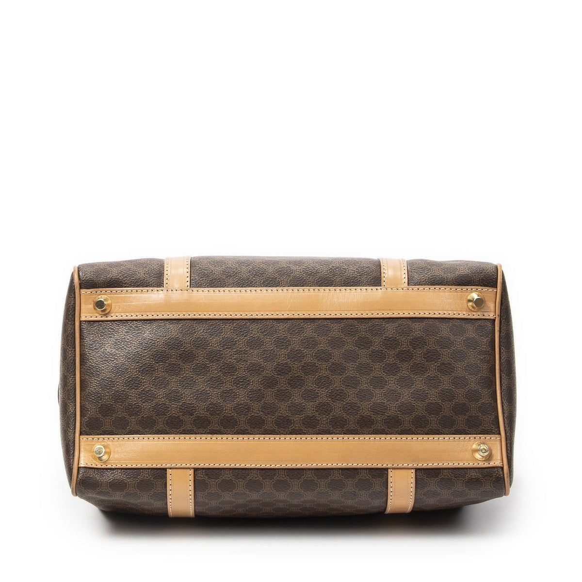 Celine Vintage Small Boston Brown Beige Macadam Canvas — view 6