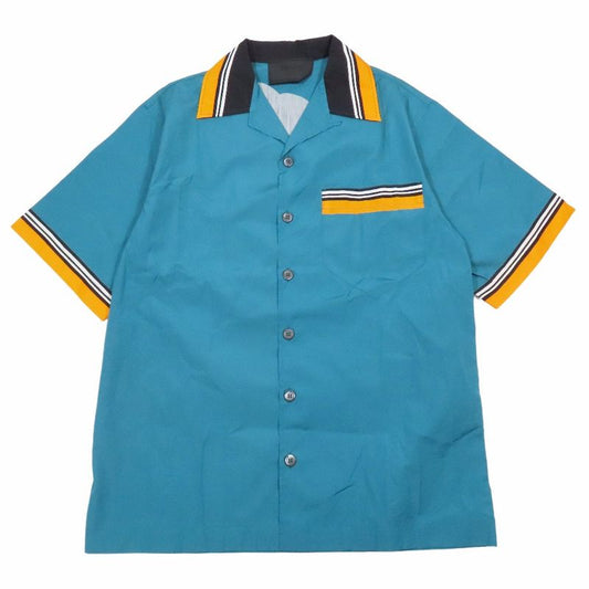Unused 2021 Prada Open Collar Beau Ring Shirt Short Sleeve Back Print Cut and