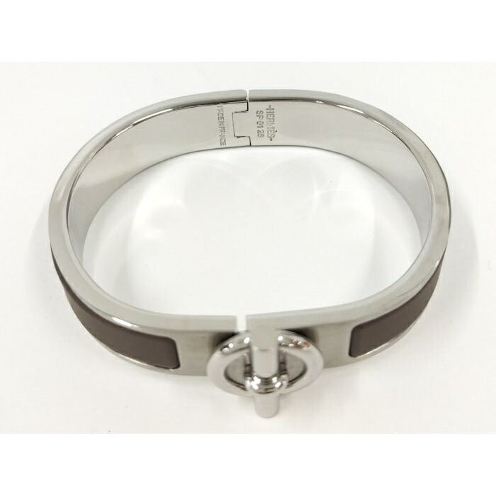 Hermes Bangle Click Plated Silver Grenadine Brownish — view 2