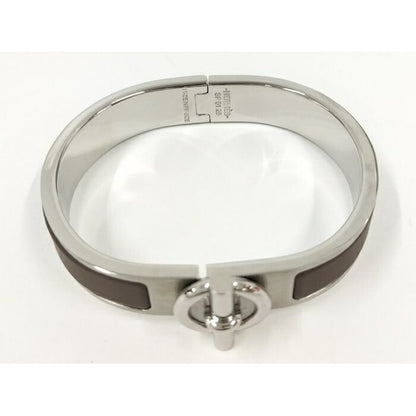 Hermes Bangle Click Plated Silver Grenadine Brownish — view 2