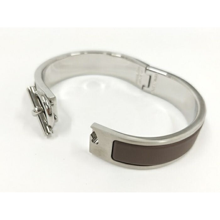 Hermes Bangle Click Plated Silver Grenadine Brownish — view 6