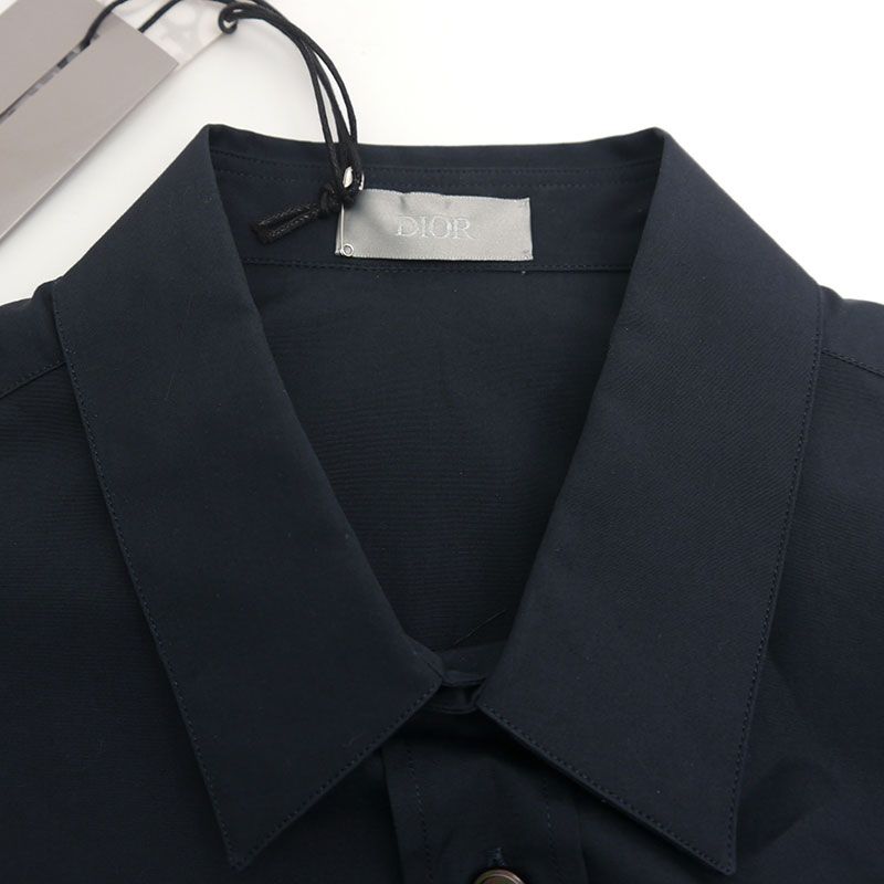 Air Dior X NIKE Chest Logo Cotton Short Sleeve Shirt 38 Navy Blue