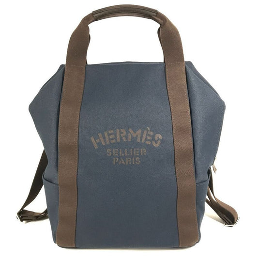 Hermes Backpack Sac Depansage Groom Cotton Navy