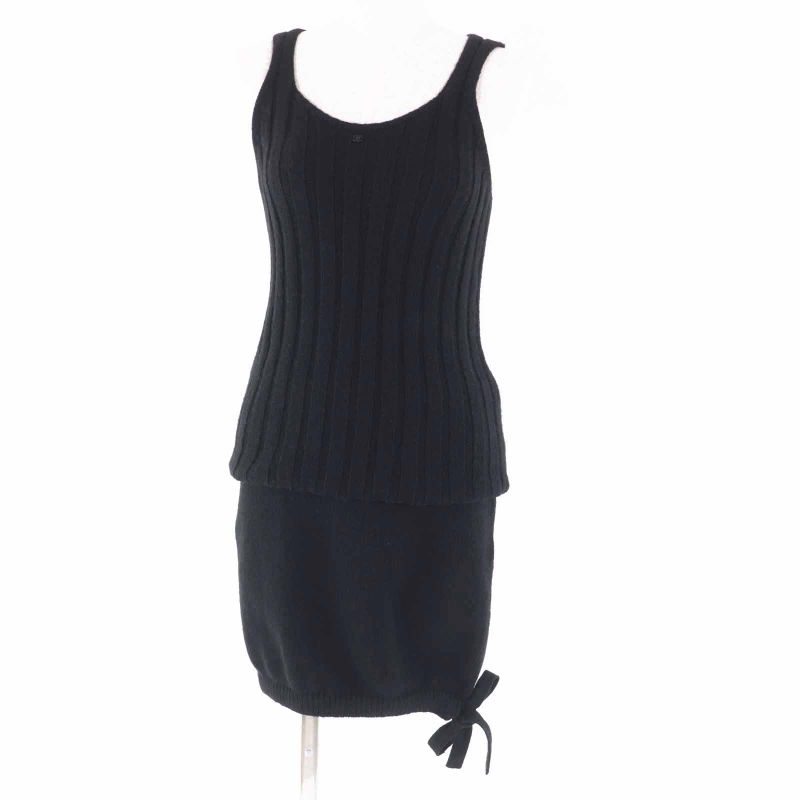 CHANEL Vintage 04A P23861 Cashmere Sleeveless Knit Dress With