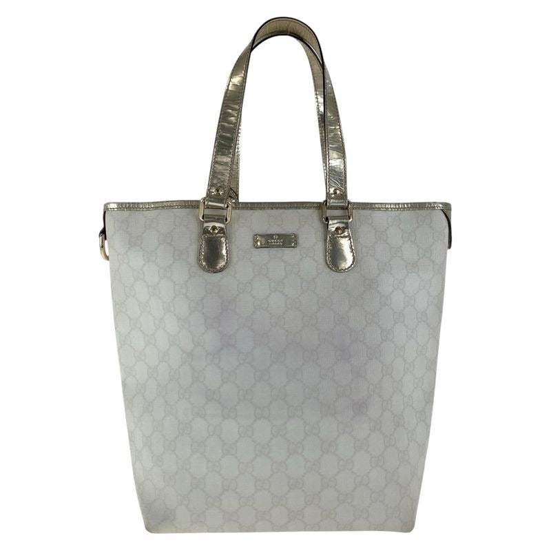 Gucci White Gold GG Supreme Canvas Enamel Tote Bag
