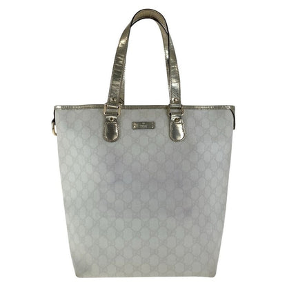 Gucci White Gold GG Supreme Canvas Enamel Tote Bag