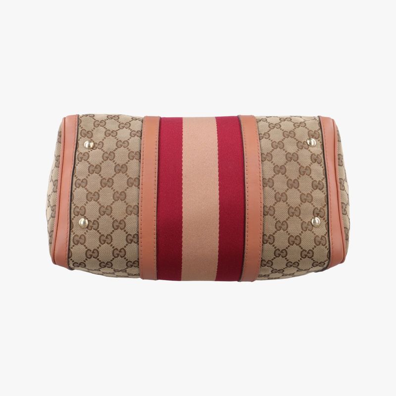 Guccisherry Line Beige And Red And Orange Canvas And Leather 247205 Unknown