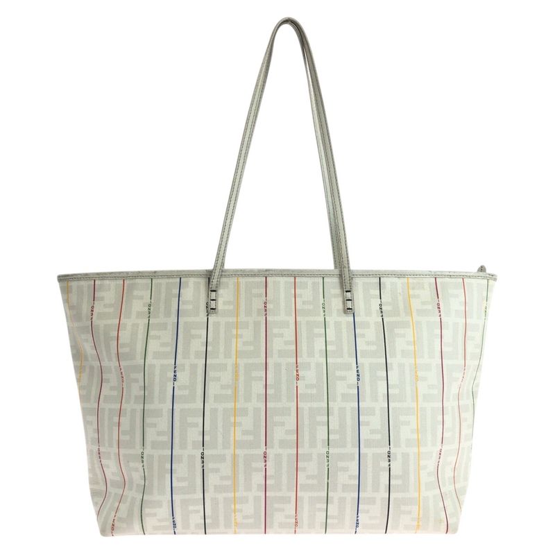 Fendi Zucca White Multicolor Leather 88h185 HQP Tote Bag Shoulder Bag Women