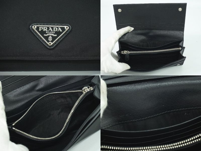 Authentic Prada Nylon Long Wallet Long Wallet Black Wallet Pre-owned [follow-up