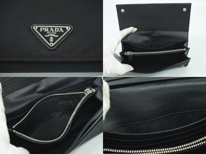 Authentic Prada Nylon Long Wallet Long Wallet Black Wallet Pre-owned [follow-up