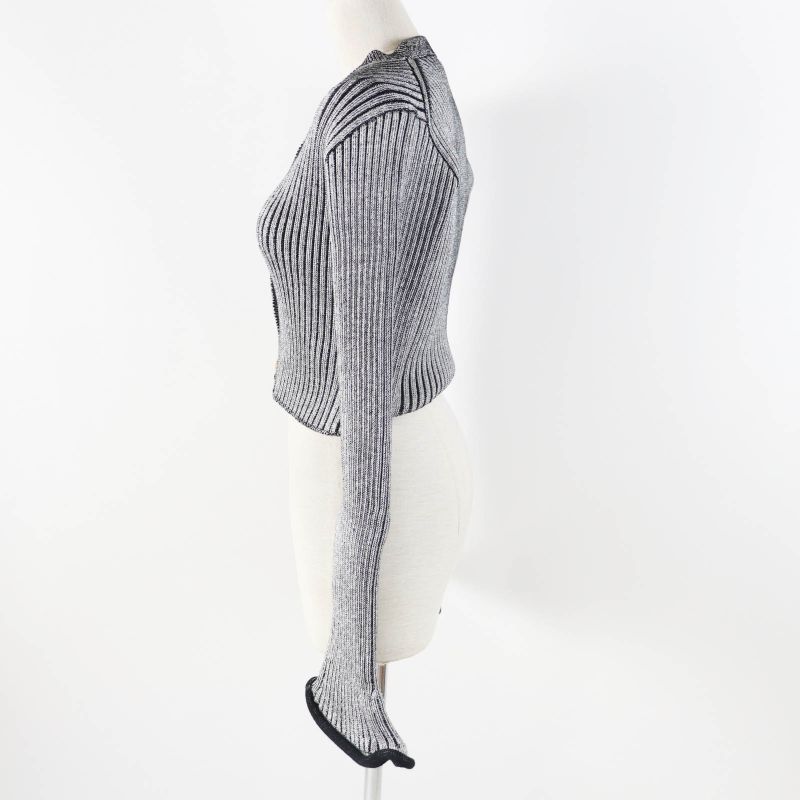 Louis Vuitton 22SS Trumpet Sleeve Cardigan Black Gray M With Box Made In Italy