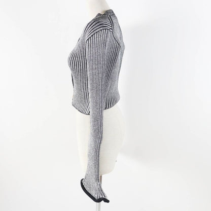 Louis Vuitton 22SS Trumpet Sleeve Cardigan Black Gray M With Box Made In Italy