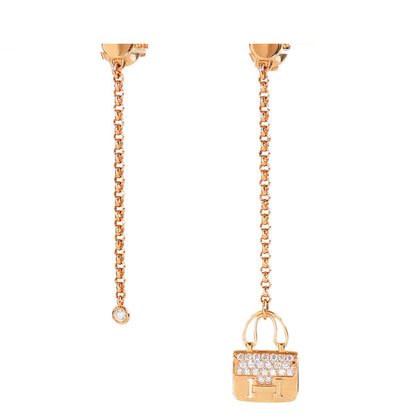 Hermes Earrings Amulette Constance Pink Gold 18K Diamond