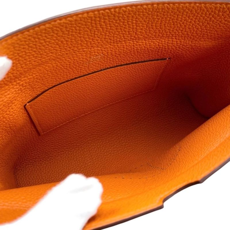 Hermes Shoulder Bag Vidpoche Stamped B H Logo Orange White Navy Hermes