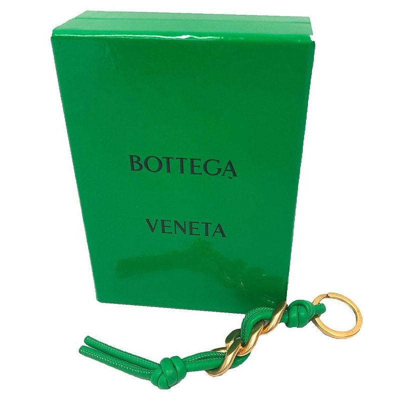 Bottega Veneta Knot Key Holder Ring Green Gold New
