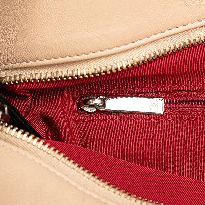 Chanel Gabrielle Coco Mark Handbag Shoulder Bag 2WAY Beige Black Lambskin Women