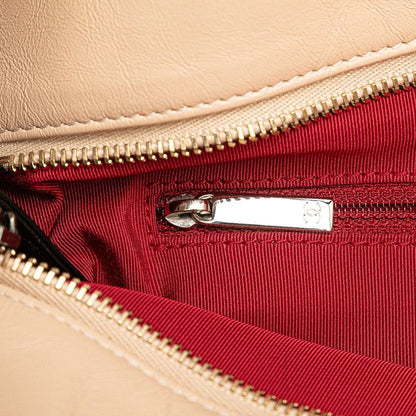 Chanel Gabrielle Coco Mark Handbag Shoulder Bag 2WAY Beige Black Lambskin Women