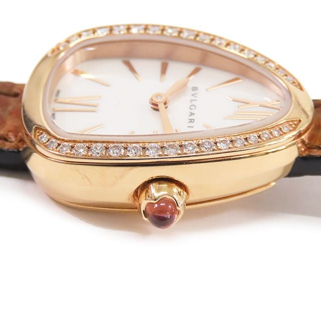 Bvlgari Serpenti White Shell 18K Pink Gold Water Snake Diamond Bezel Watch — view 6