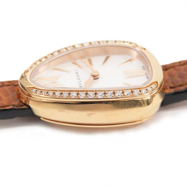 Bvlgari Serpenti White Shell 18K Pink Gold Water Snake Diamond Bezel Watch — view 7