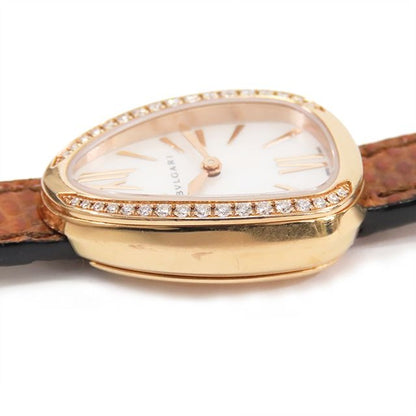 Bvlgari Serpenti White Shell 18K Pink Gold Water Snake Diamond Bezel Watch — view 7