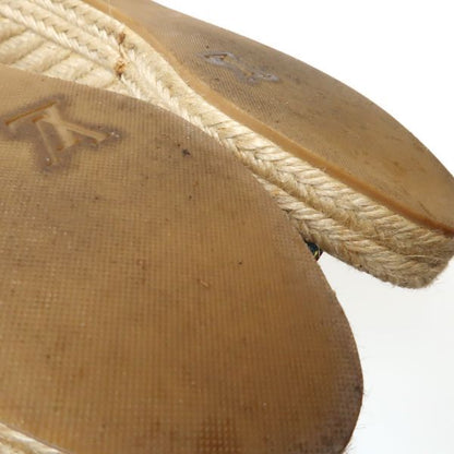 Louis Vuitton Monogram Denim Wedge Sole Sandals 36 Espadrilles Louis Vuitton